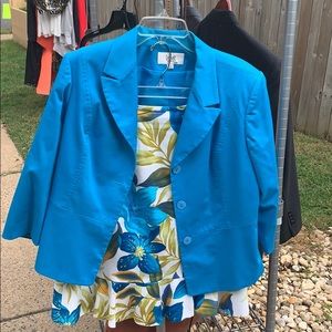 Blue Floral Skirt Suit